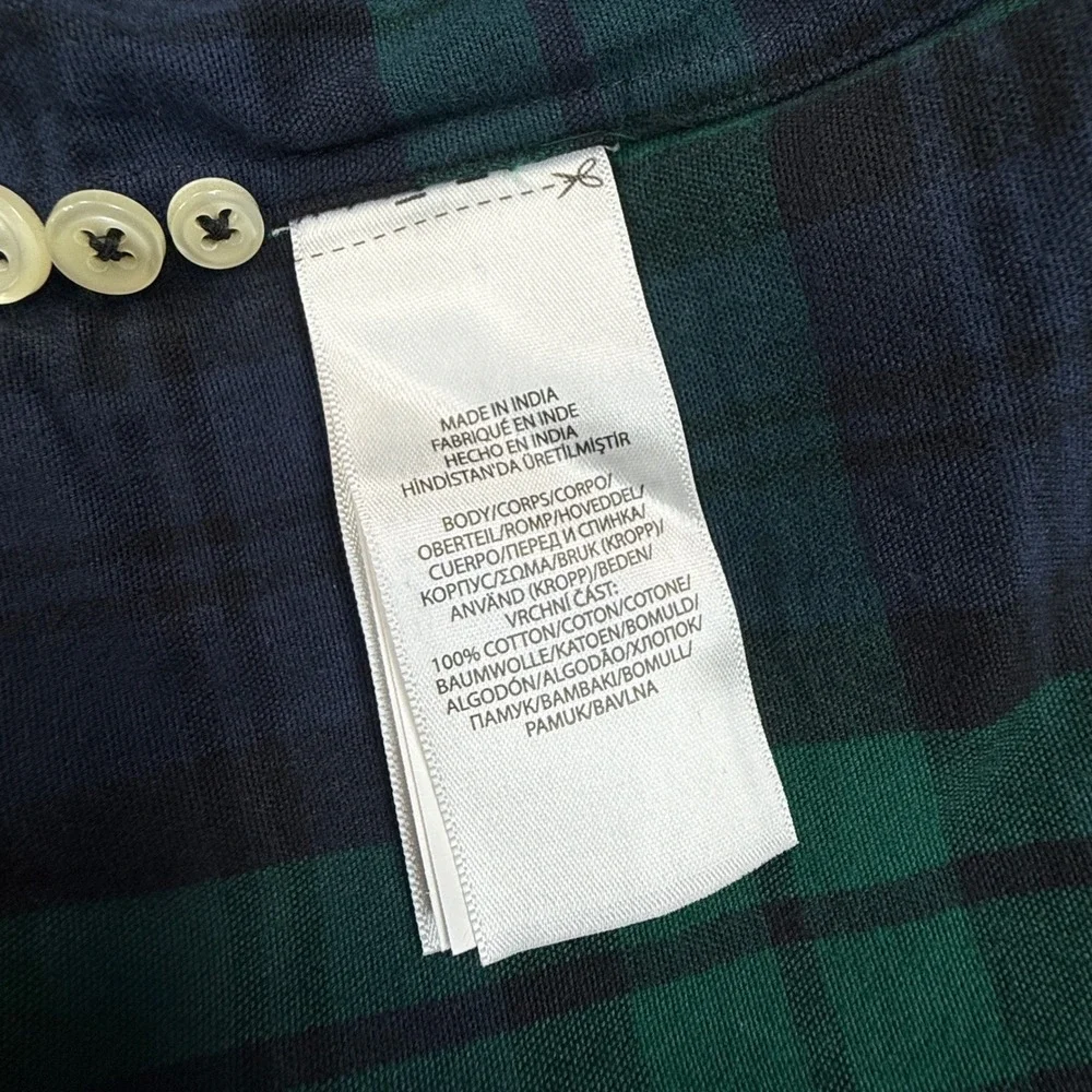 Polo Ralph Lauren Mens Size 4XB Oxford Shirt Green Navy Blue Plaid Brushed